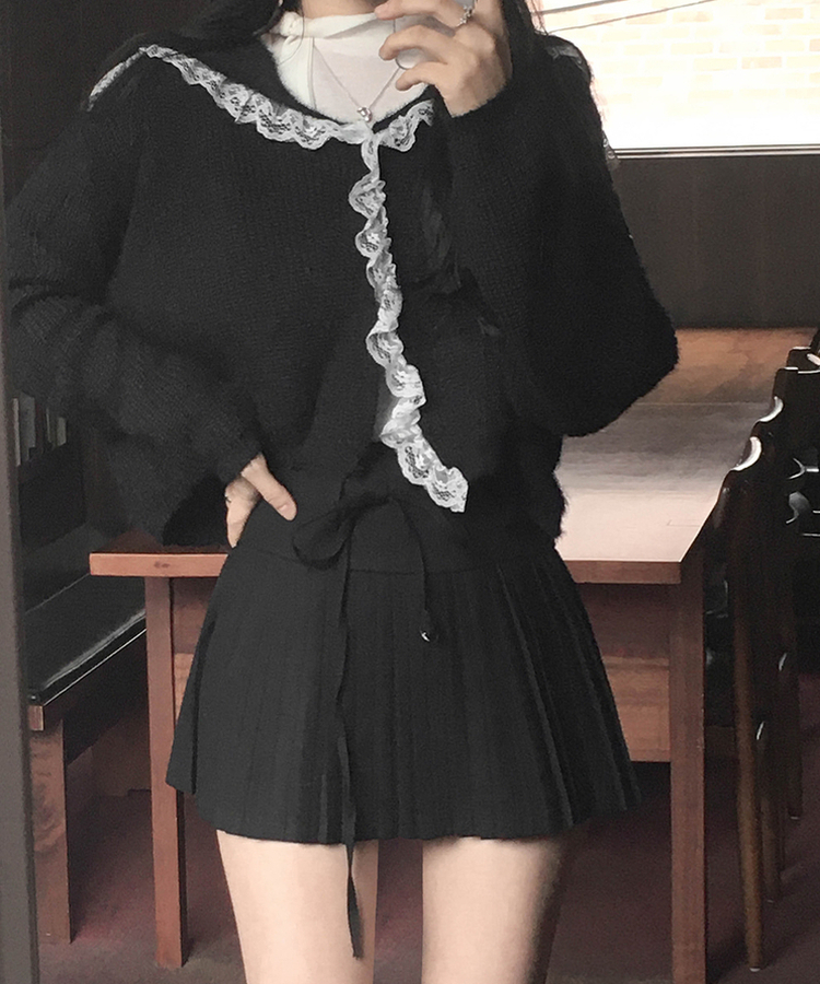 プリーツストリングミニスカート CHARCOAL