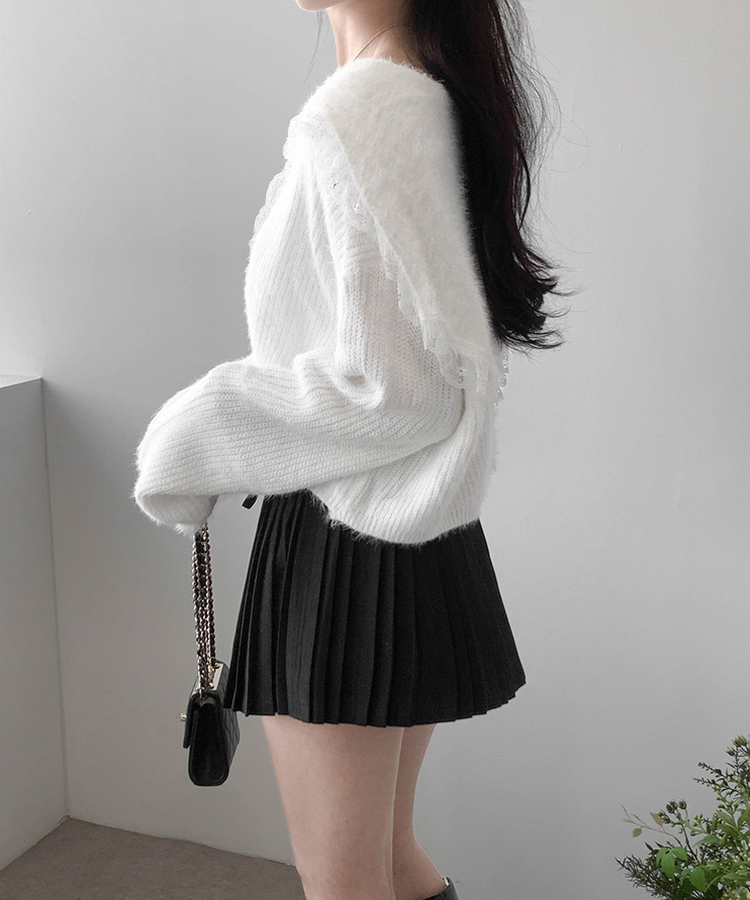 プリーツストリングミニスカート BLACK