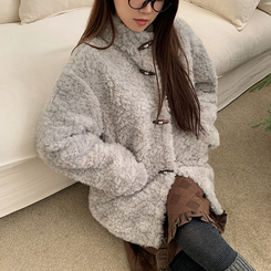 ファーハイネックダッフルコート GREY