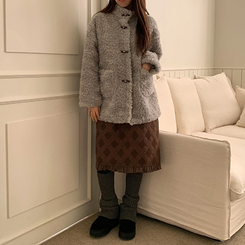 ファーハイネックダッフルコート GREY