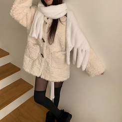 ファーハイネックダッフルコート BEIGE