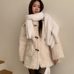 ファーハイネックダッフルコート BEIGE