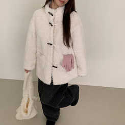 ファーハイネックダッフルコート WHITE