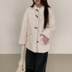 ファーハイネックダッフルコート WHITE