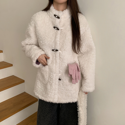 ファーハイネックダッフルコート WHITE