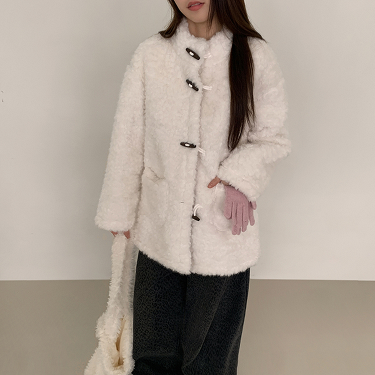 ファーハイネックダッフルコート WHITE