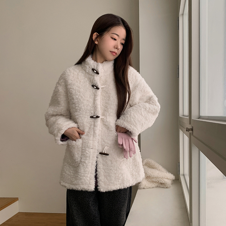 ファーハイネックダッフルコート WHITE