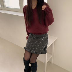 ドットフリルHラインスカート CHARCOAL