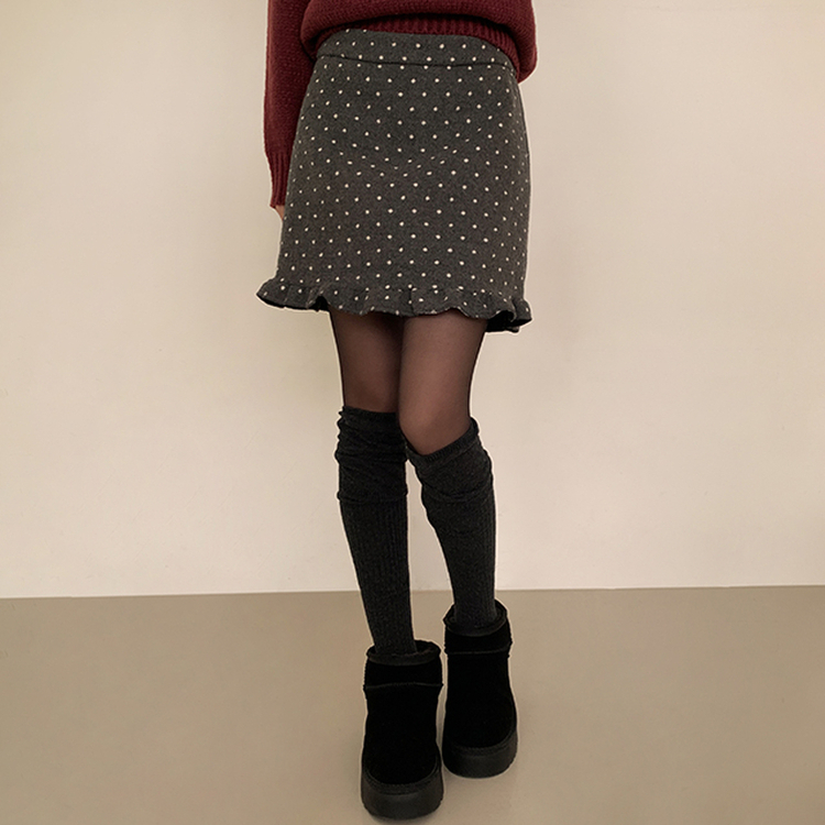 ドットフリルHラインスカート CHARCOAL