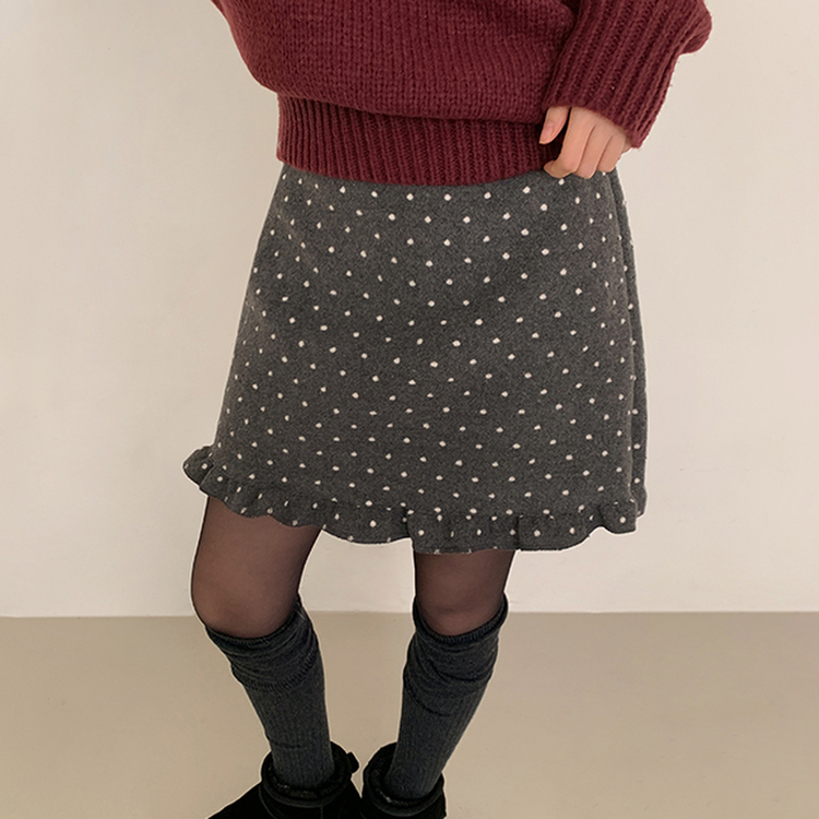ドットフリルHラインスカート CHARCOAL