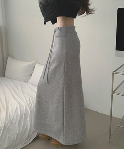 【起毛】ローライズリブマキシロングスカート GREY