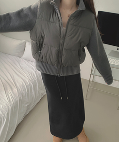 【起毛】ローライズリブマキシロングスカート BLACK