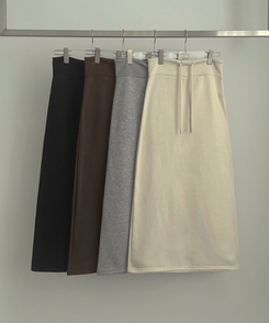 【起毛】ローライズリブマキシロングスカート