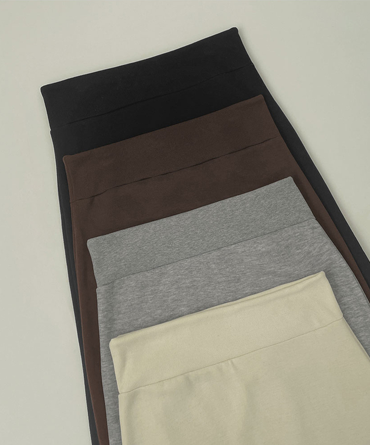 【起毛】ローライズリブマキシロングスカート