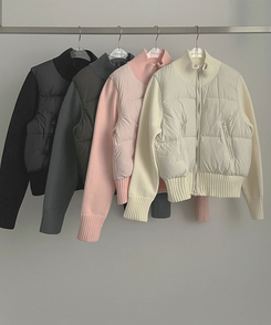 厚手ポンポンハイネックスリムニットダウン