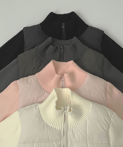 厚手ポンポンハイネックスリムニットダウン