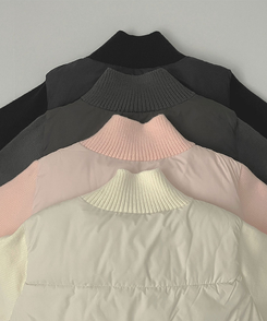 厚手ポンポンハイネックスリムニットダウン