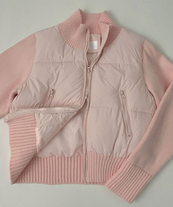 厚手ポンポンハイネックスリムニットダウン