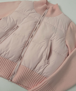 厚手ポンポンハイネックスリムニットダウン