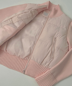 厚手ポンポンハイネックスリムニットダウン