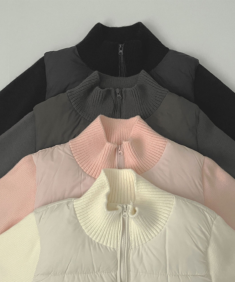 厚手ポンポンハイネックスリムニットダウン