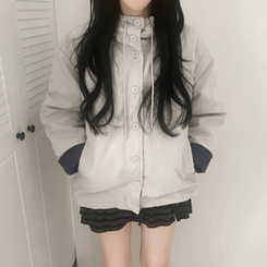 ハイネックチェックキルティングダウンジャンパー IVORY