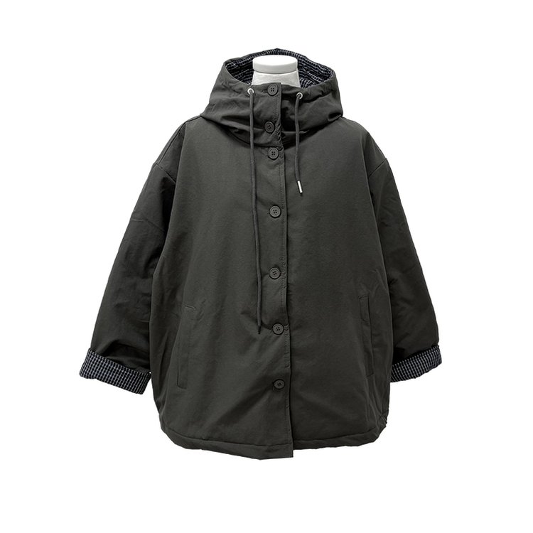 ハイネックチェックキルティングダウンジャンパー