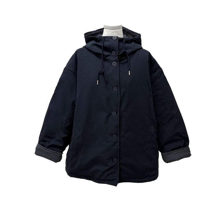 ハイネックチェックキルティングダウンジャンパー