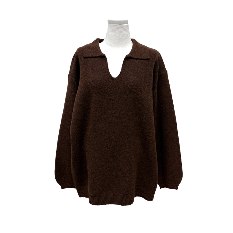 ウールVネックニットミニワンピース