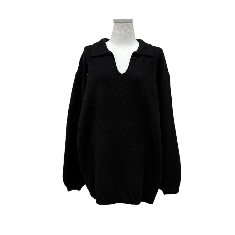 ウールVネックニットミニワンピース