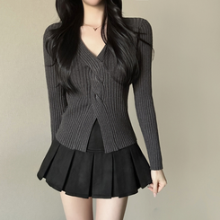 デイリーVネックニット GREY