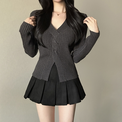 デイリーVネックニット GREY