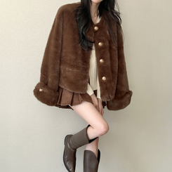 ゴールドツイードファージャケット BROWN