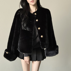 ゴールドツイードファージャケット BLACK