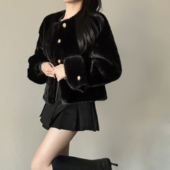 ゴールドツイードファージャケット BLACK