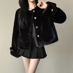 ゴールドツイードファージャケット BLACK