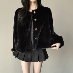 ゴールドツイードファージャケット BLACK