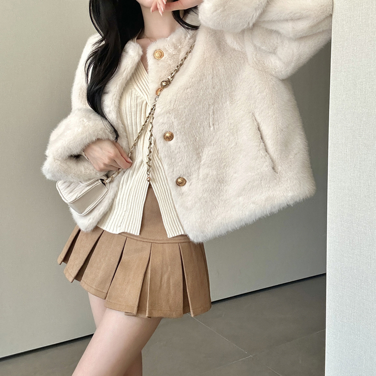 ゴールドツイードファージャケット WHITE