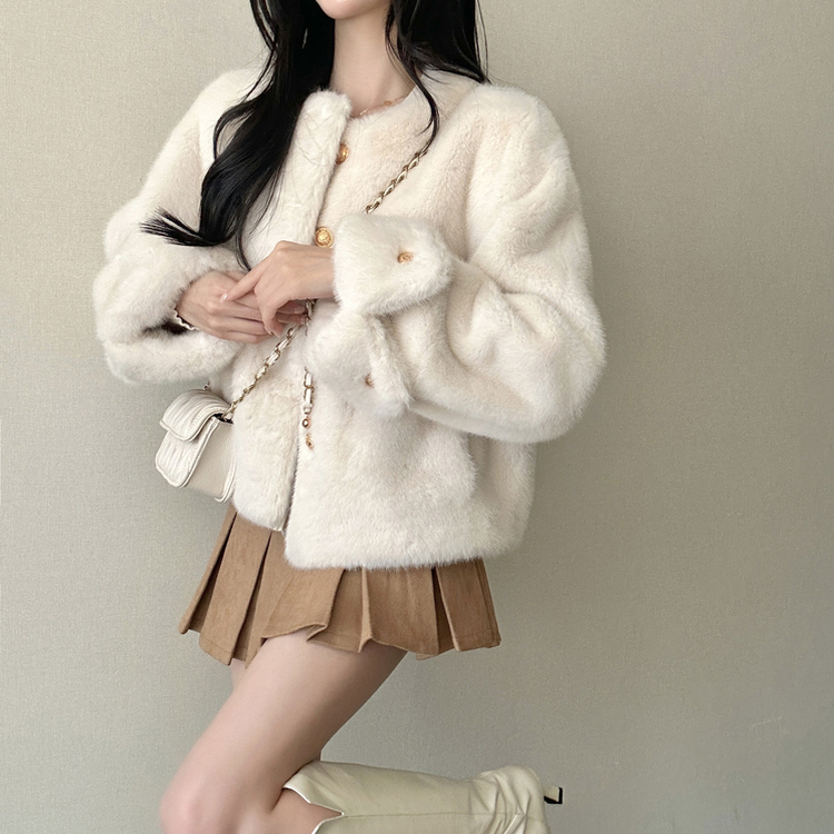 ゴールドツイードファージャケット WHITE