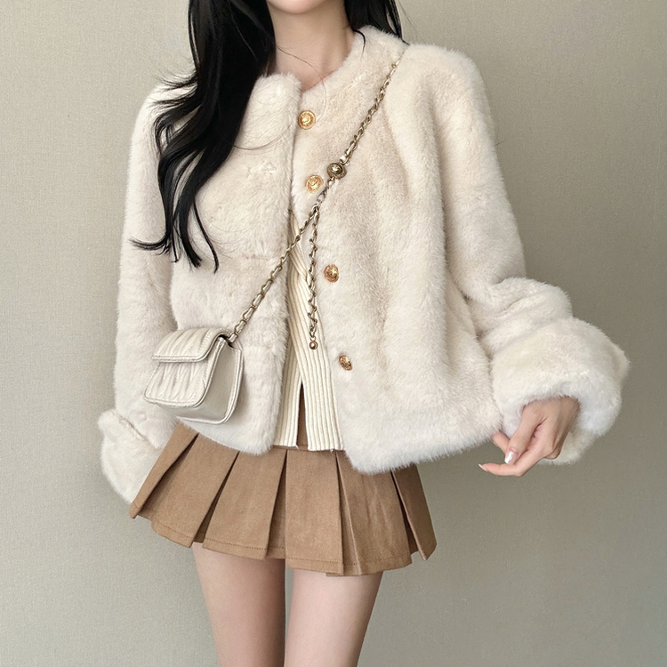 ゴールドツイードファージャケット WHITE