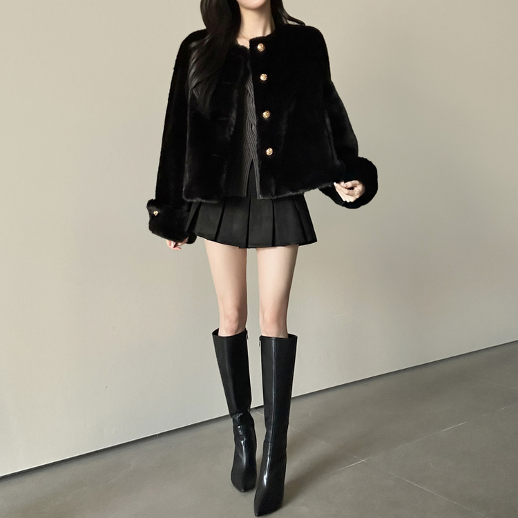 ゴールドツイードファージャケット BLACK