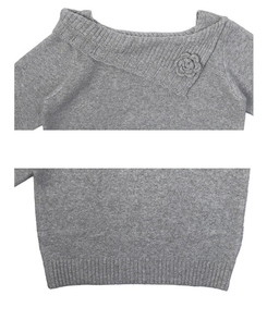 オフショルダーフラワービンテージニット