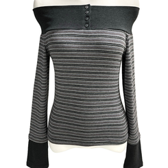 ストライプボタンTシャツ