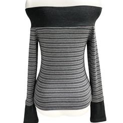 ストライプボタンTシャツ