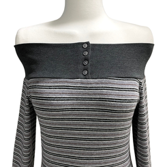 ストライプボタンTシャツ