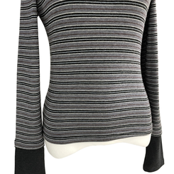 ストライプボタンTシャツ