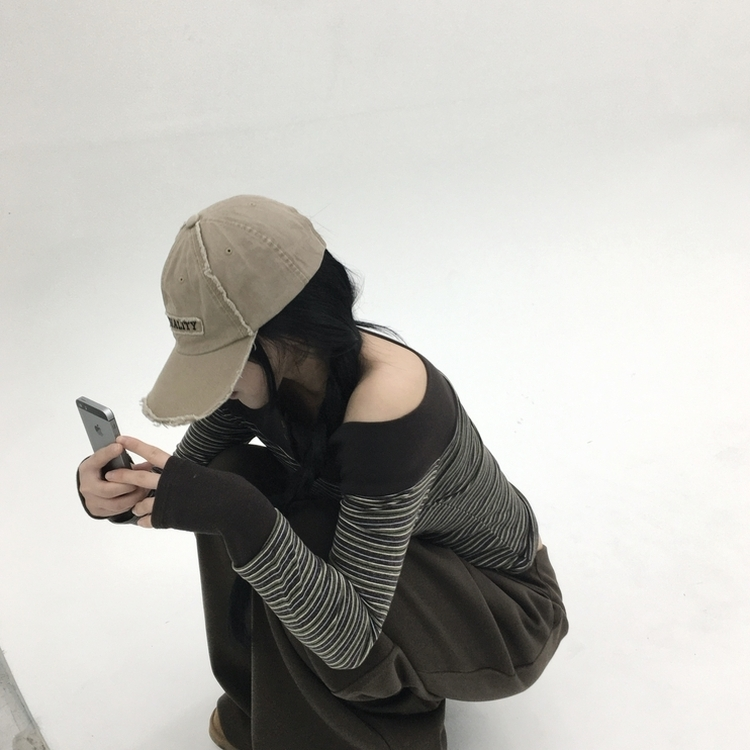 ストライプボタンTシャツ GREY