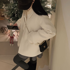 ふわふわルーズフィットダブルハーフコート WHITE