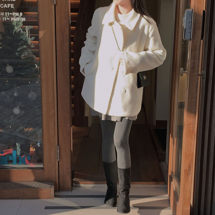 ふわふわルーズフィットダブルハーフコート WHITE