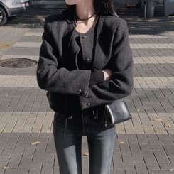 【起毛】スリムセミブーツカットデニムパンツ DEEP DENIM